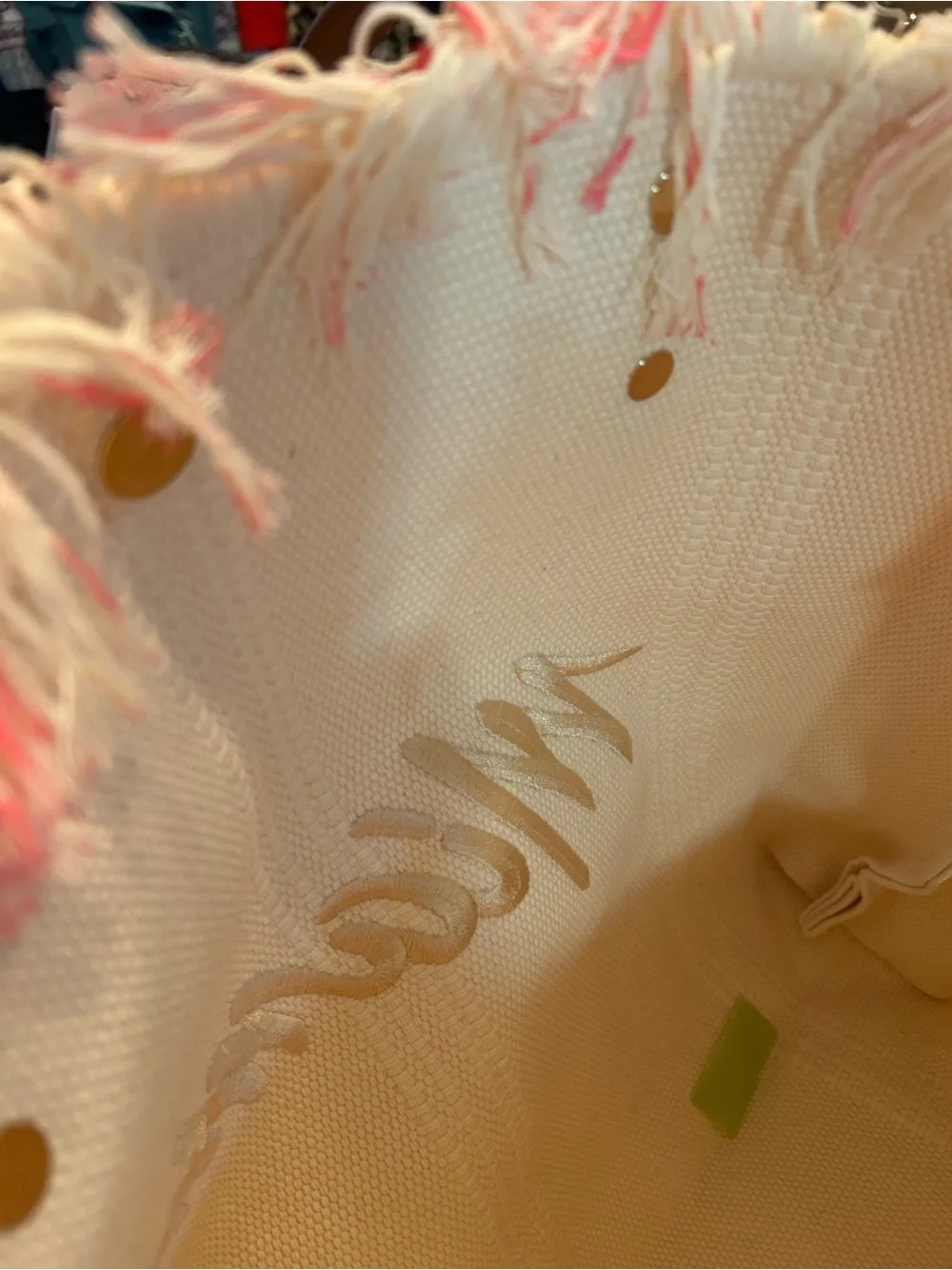 Tote Bag. Lucky7 Brand Pink & White 'Miami' Ombre Tote Bag with Fringe